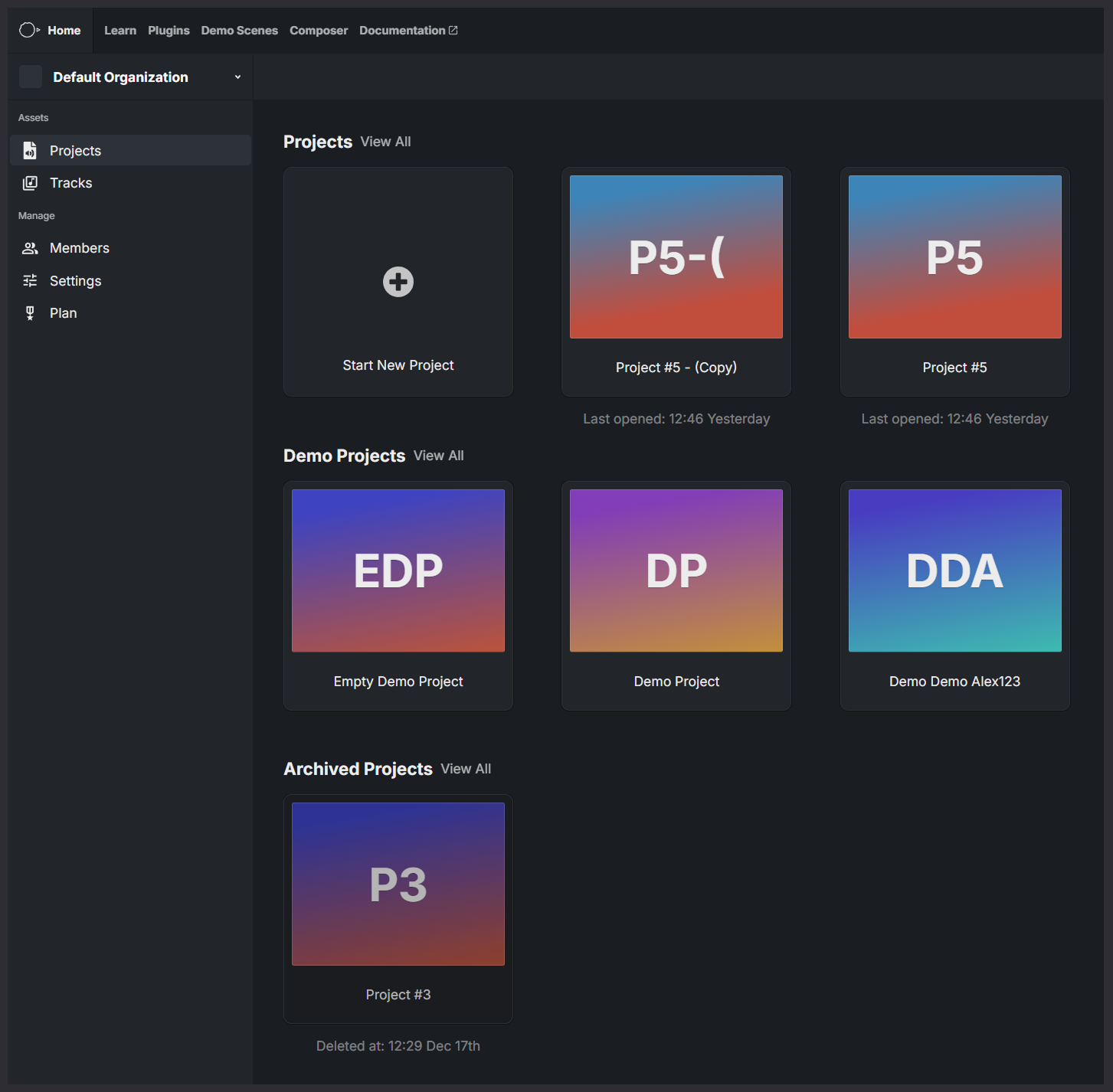 Organization Projects page