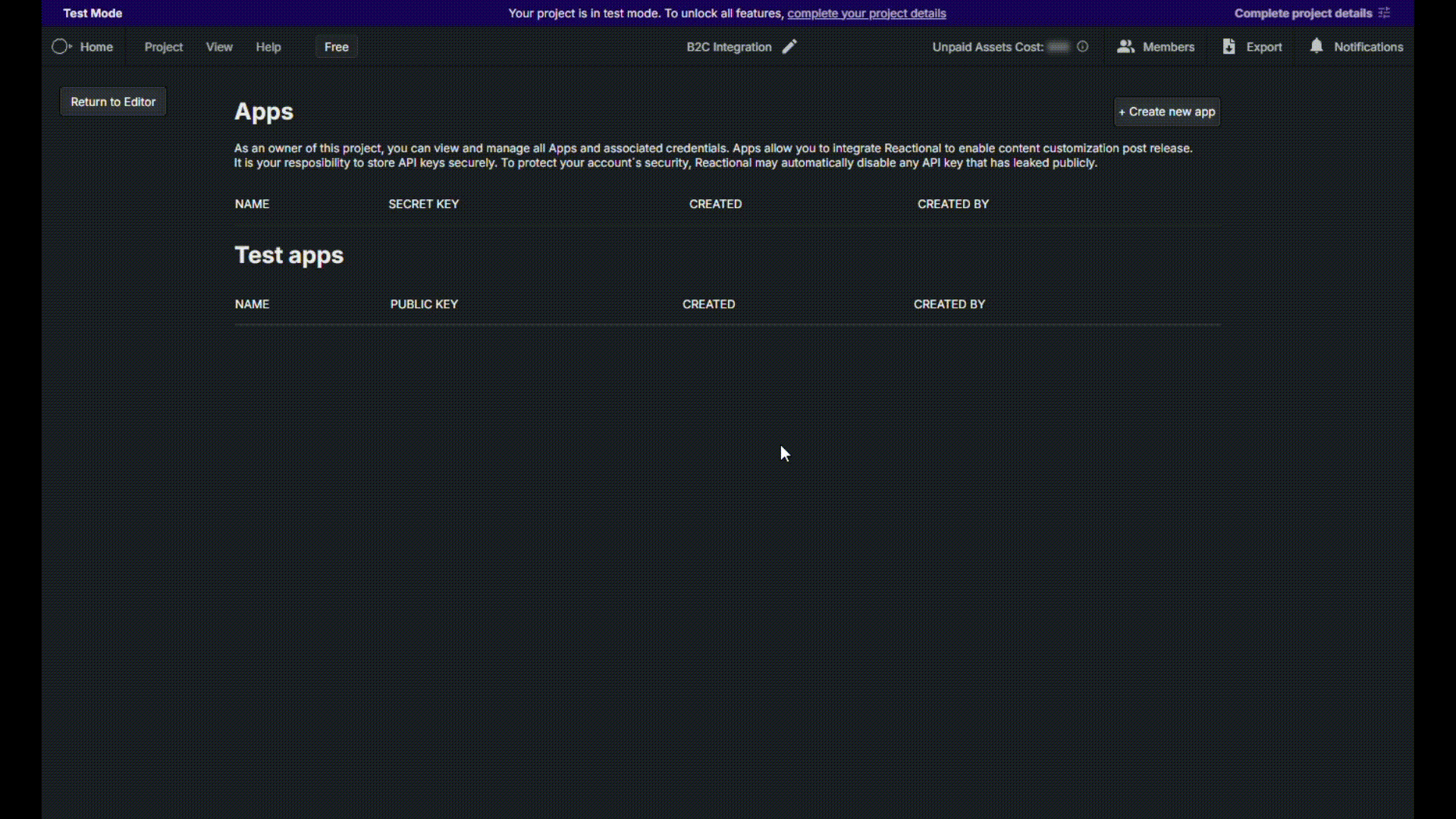 Platform - Create new App
